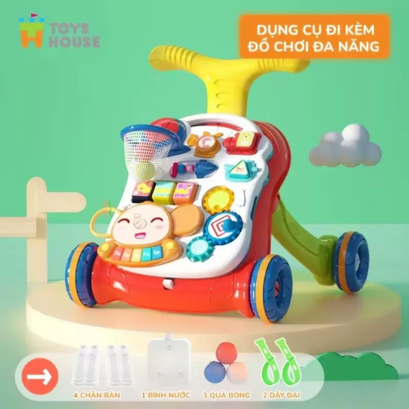 Xe cho bé tập đi chống vòng kiềng kèm bàn chơi phát nhạc