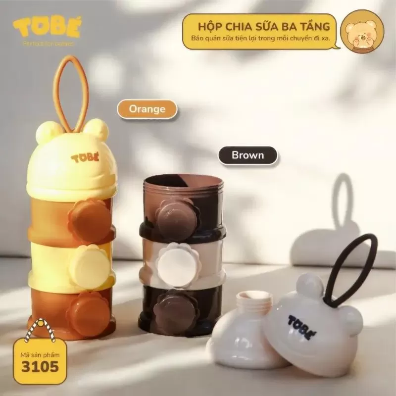 Hộp chia sữa cho bé 3 tầng Tobé Ricard chính hãng