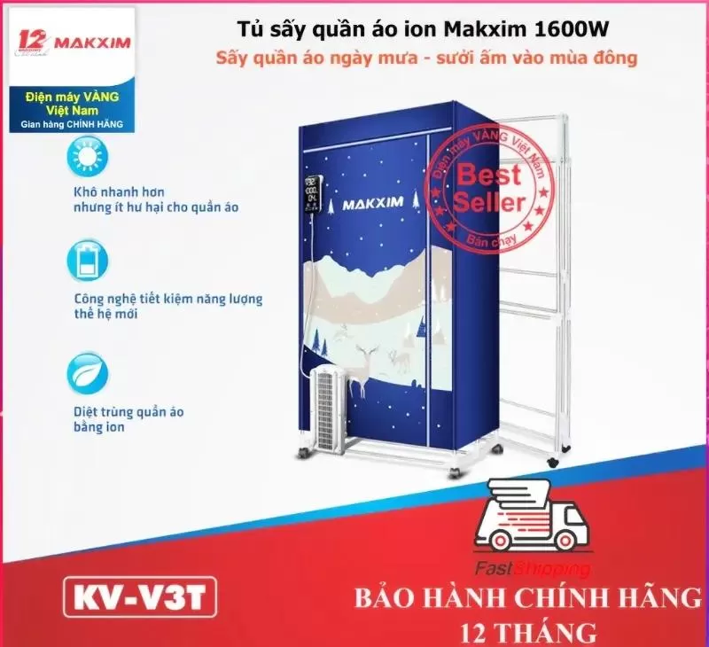 Tủ sấy quần áo Makxim USA V3T 1600W