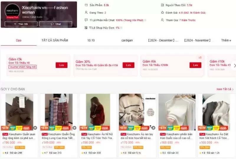 Shop bán quần áo Xiaozhainv.vn - Fashion woman Shopee