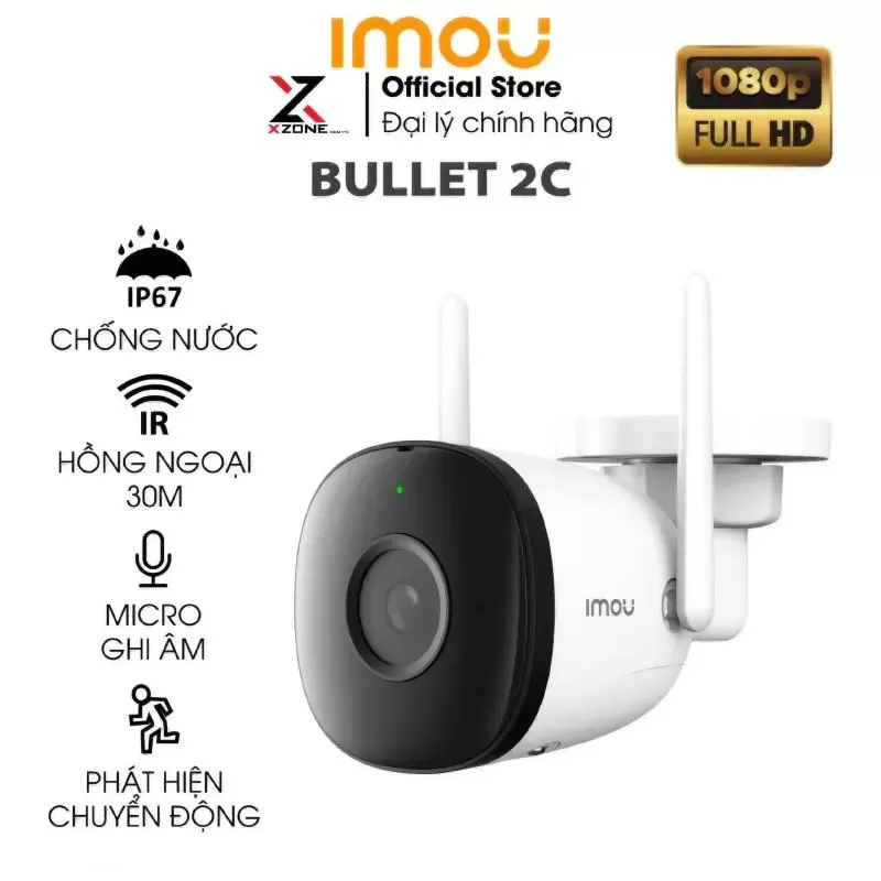 Camera IP ngoài trời 1080P IMOU Bullet 2C F22P cho gia đình
