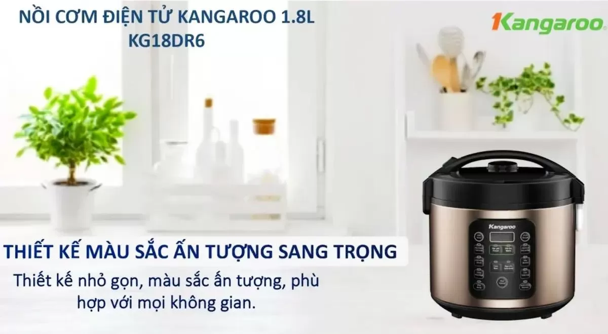 Nồi cơm điện tử Kangaroo 1.8 lít KG18DR6