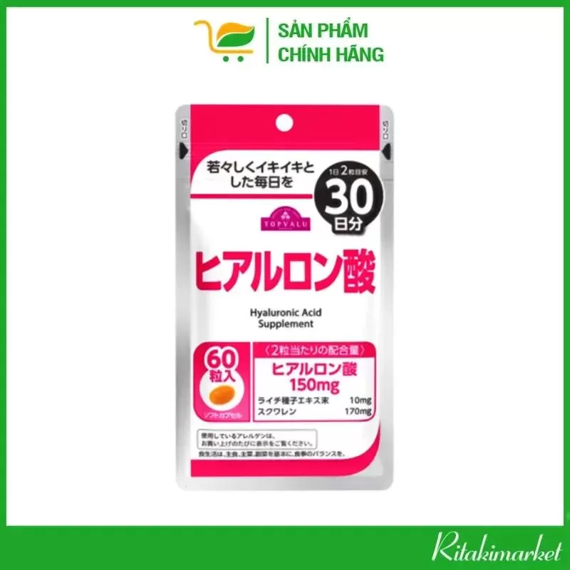 Viên uống cấp nước Topvalu Hyaluronic Acid