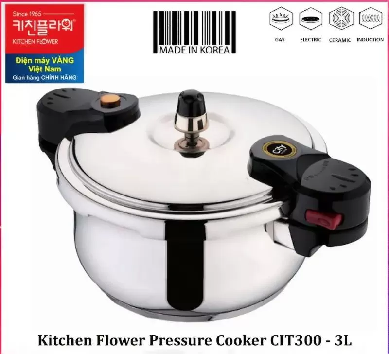 Nồi áp suất bếp từ 3 lít inox Kitchen Flower