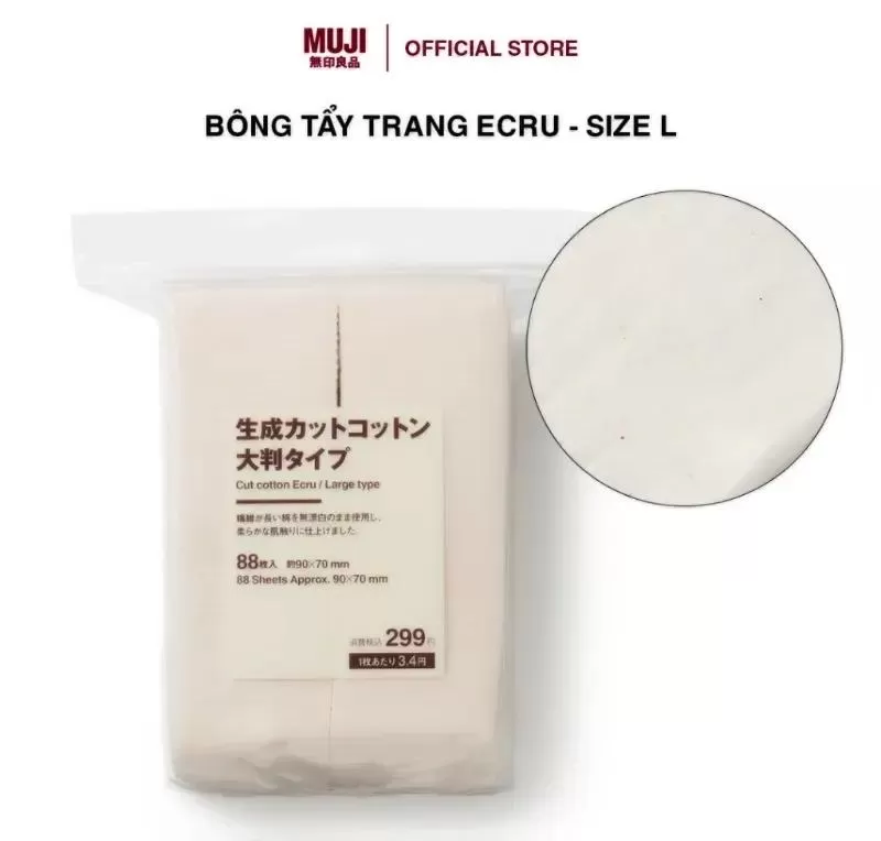 Bông tẩy trang Muji Ecru