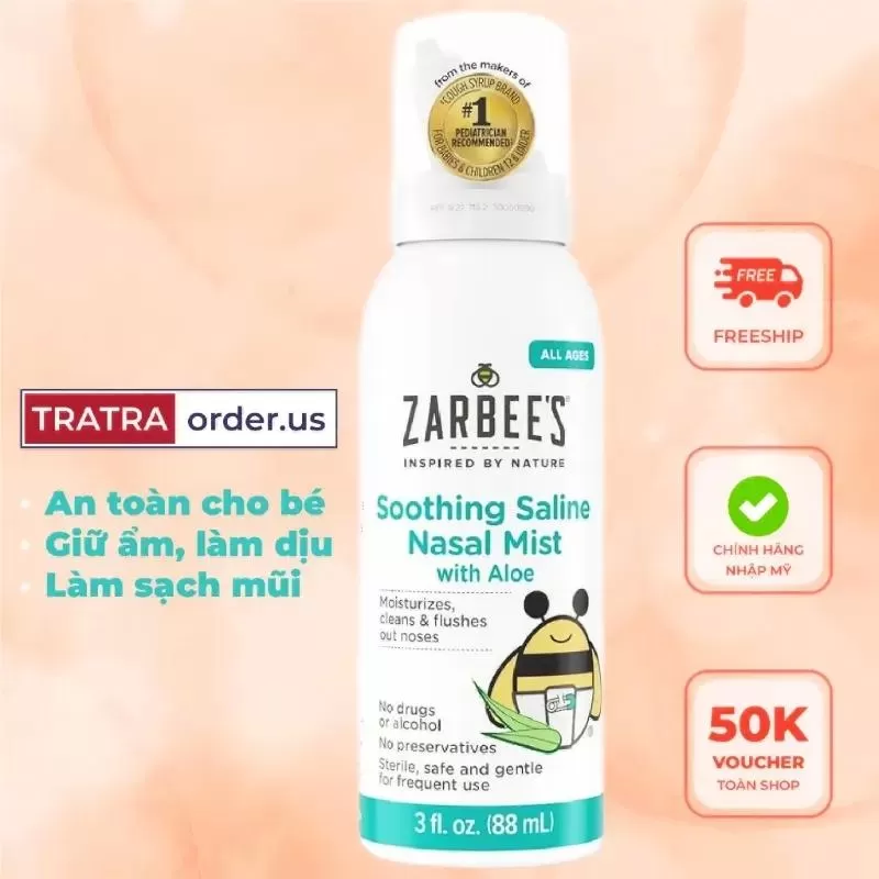 Xịt mũi cho bé lô hội Zarbee‘s Natural 88ml