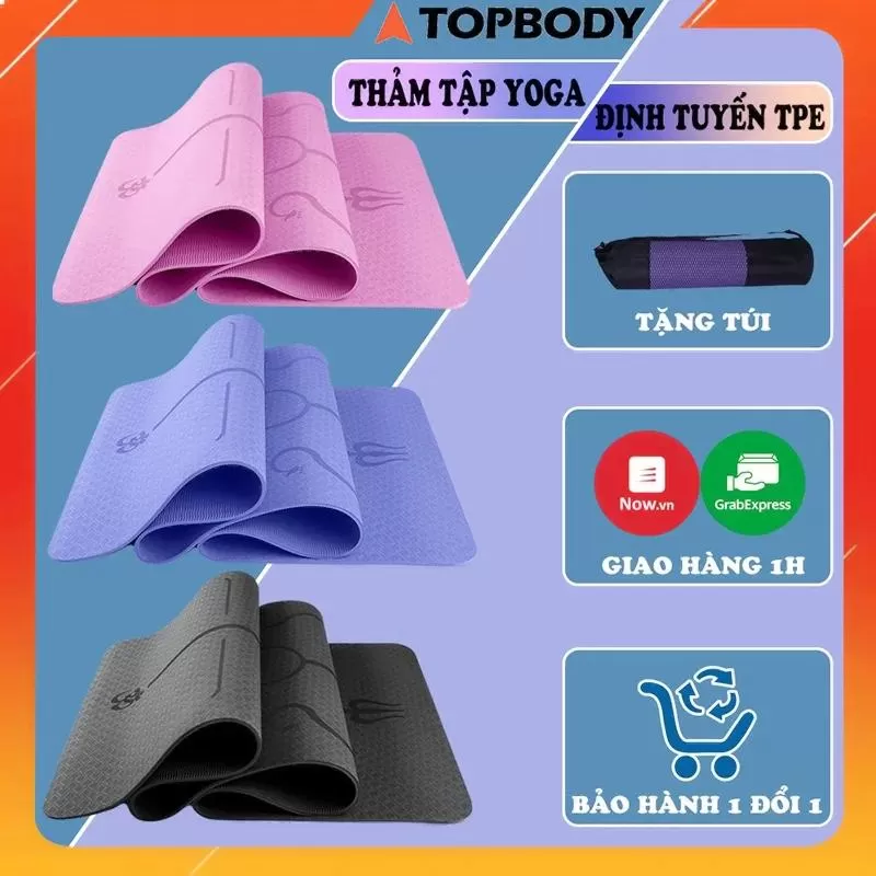 Thảm tập yoga, thảm tập gym định tuyến TPE TOPBODY chống trượt