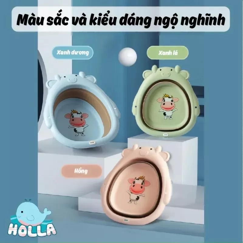 Chậu rửa mặt cho bé đa năng gấp gọn silicon hình khủng long