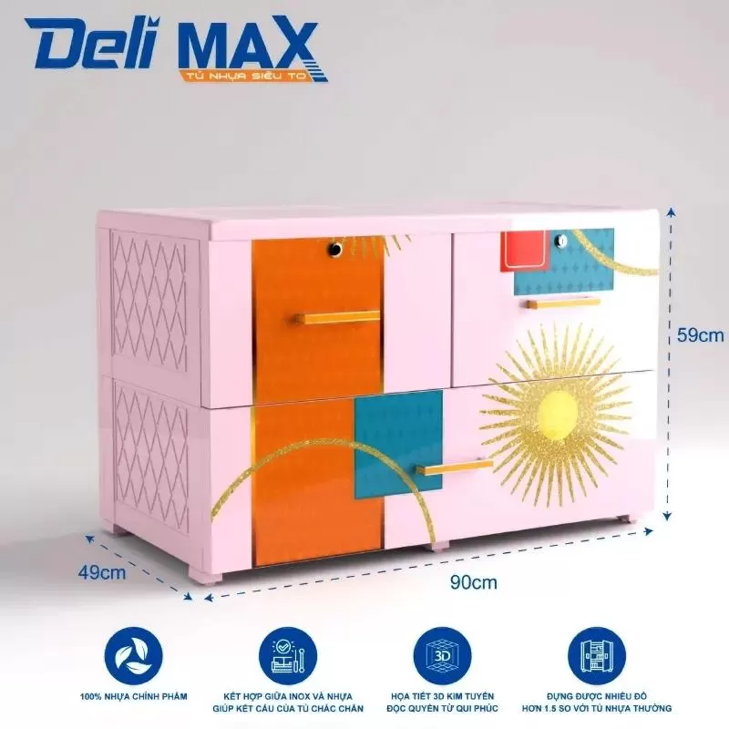 Tủ nhựa Mini đầu giường 2 tầng siêu dễ thương