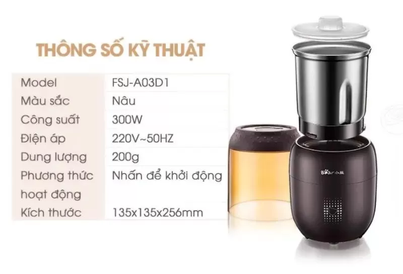 Máy xay hạt khô đa năng Mini Bear FSJ-A03D1 cho gia đình