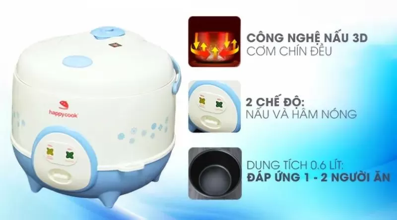 Nồi cơm điện cho sinh viên Happycook HC-060 AT