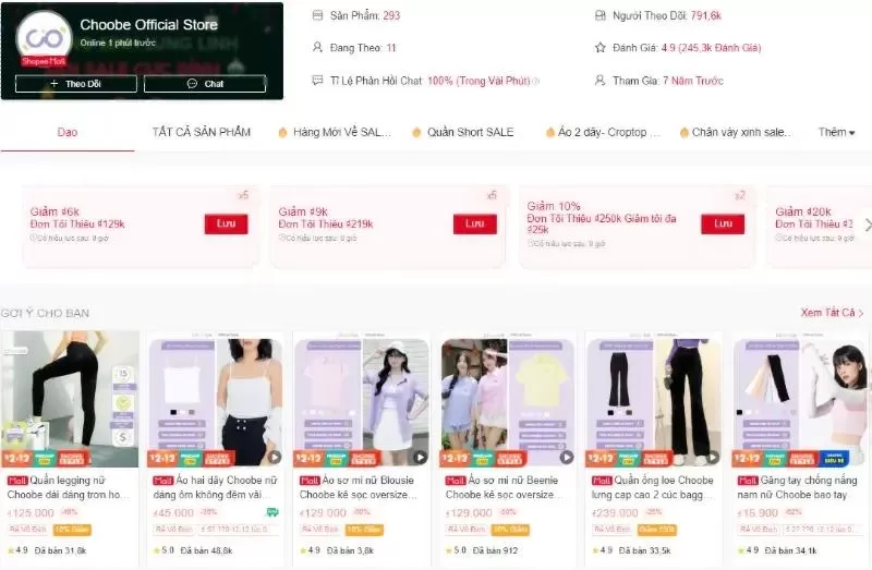 Shop bán quần áo Choobe Official Store Shopee