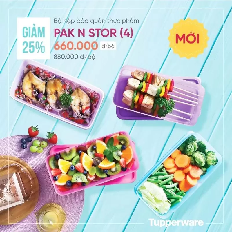 Bộ hộp trữ mát Tupperware Funtastic Four and Pak n Stor Set 4