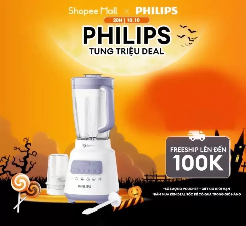 Máy xay hạt khô, sinh tố đa năng Philips HR2221/00