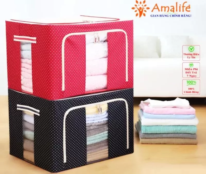 Combo 2 túi đựng chăn màn khung sắt gấp gọn cao cấp Amalife