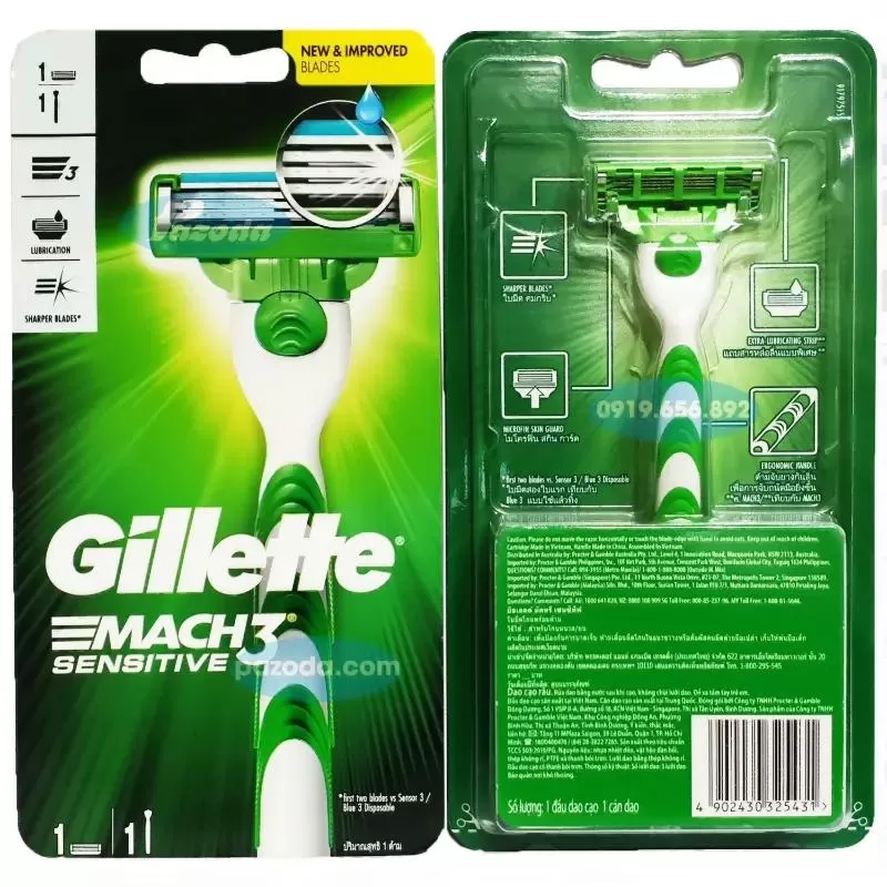 Dao cạo cho nam Gillette Mach 3 Turbo Sensitive Razor