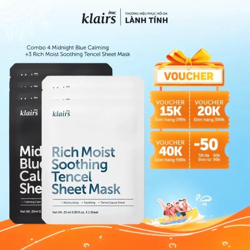 Mặt nạ cho da nhạy cảm Dear Klairs Rich Moist Soothing Tencel Sheet Mask