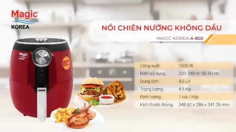 Nồi chiên không dầu giá rẻ Magic Korea A802