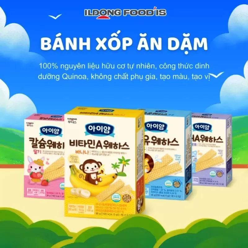 Bánh xốp ăn dặm cho bé Ildong Ayiyum Hàn Quốc