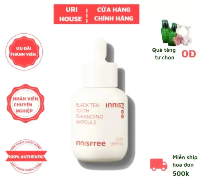 Tinh chất phục hồi và chống lão hóa trà đen Innisfree Black Tea Youth Ampoule