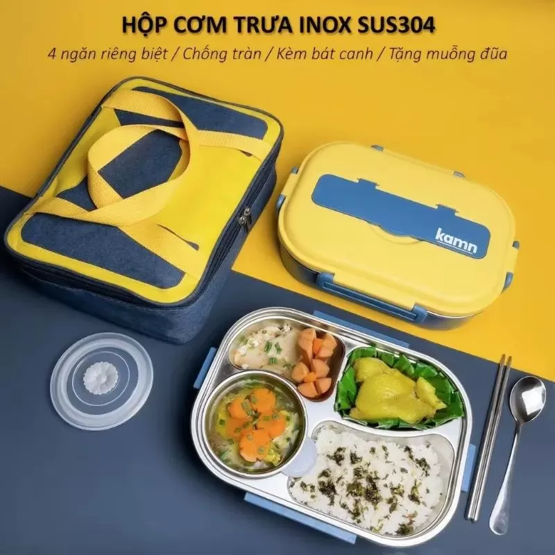 Hộp đựng cơm giữ nhiệt văn phòng Yummy Kamn inox 304