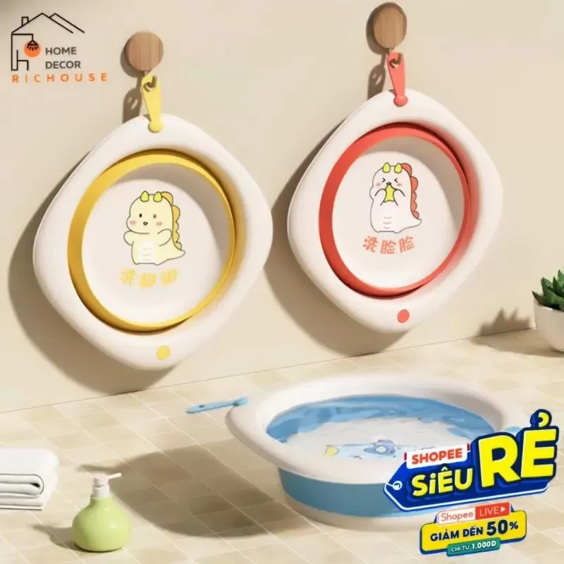 Chậu rửa mặt gấp gọn cho bé sơ sinh cao cấp siêu tiện lợi