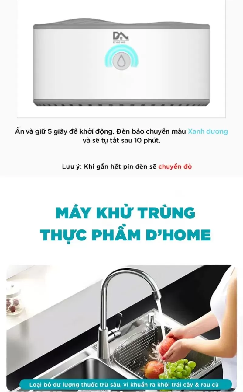 Máy ozone khử trùng thực phầm D‘Home COH10-C5B