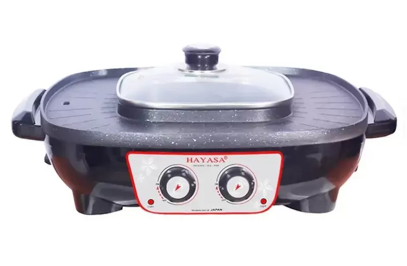 Nồi lẩu điện nướng vuông 2 trong 1 cao cấp Hayasa HA-688