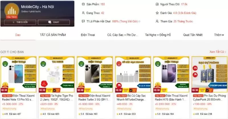 Shop bán điện thoại cũ Hà Nội MobileCity