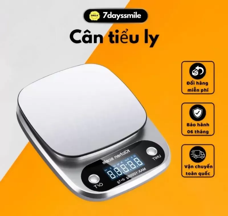 Cân tiểu ly nhà bếp 7Days Smile Mini định lượng 3kg - 5kg - 10kg