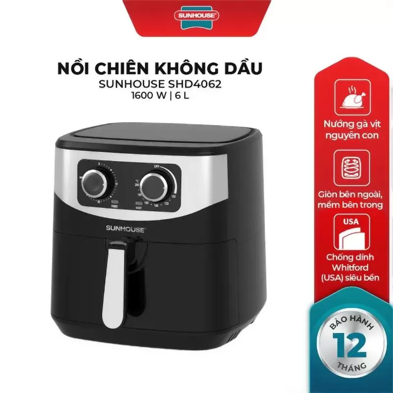 Nồi chiên không dầu 6L Sunhouse SHD4027