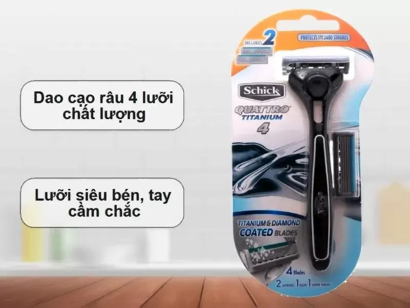 Dao cạo râu cho nam Schick Quattro Titanium 4 (4 lưỡi)