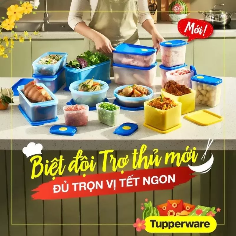Combo trữ mát, trữ đông Tupperware Blue Ocean Modern Set Mega 16