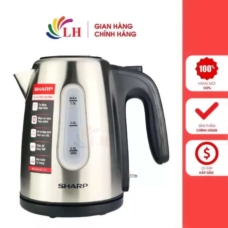 Bình siêu tốc 1.5 Lít Sharp EKJ-15EVS-ST