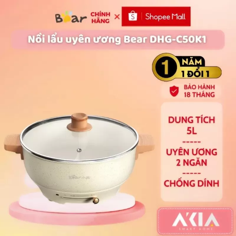 Nồi lẩu điện uyên ương Bear DHG-C50K1