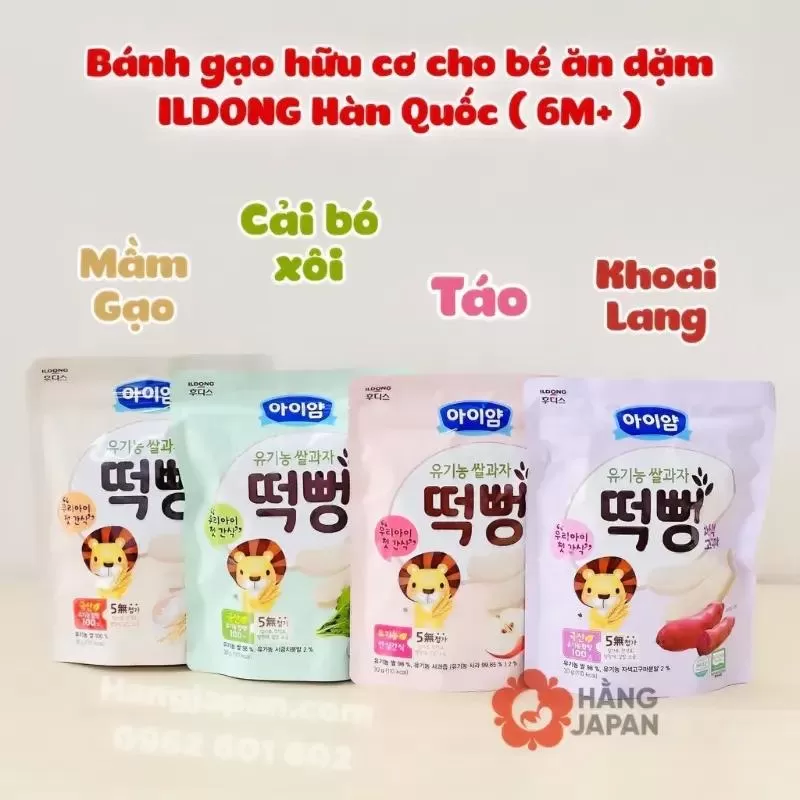 Bánh gạo hữu cơ cho bé ăn dặm ILDONG Hàn Quốc