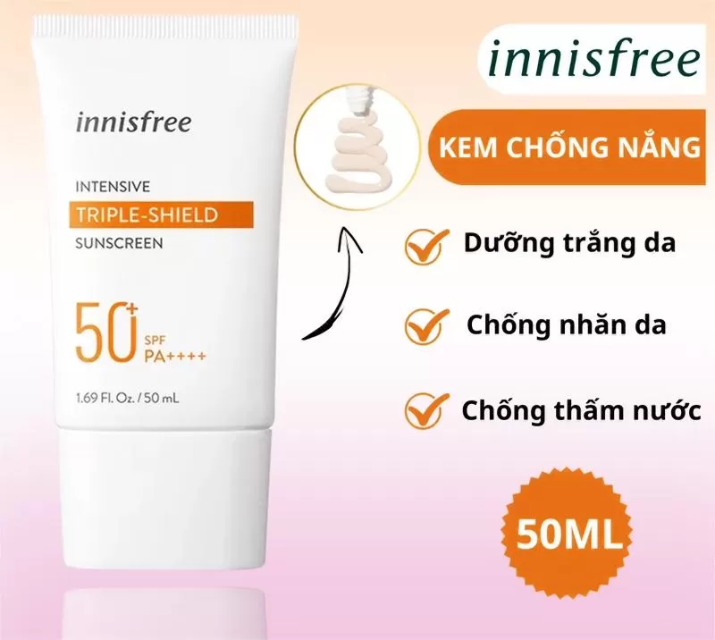 Kem chống nắng Innisfree Intensive Triple Shield Sunscreen cho da dầu mụn