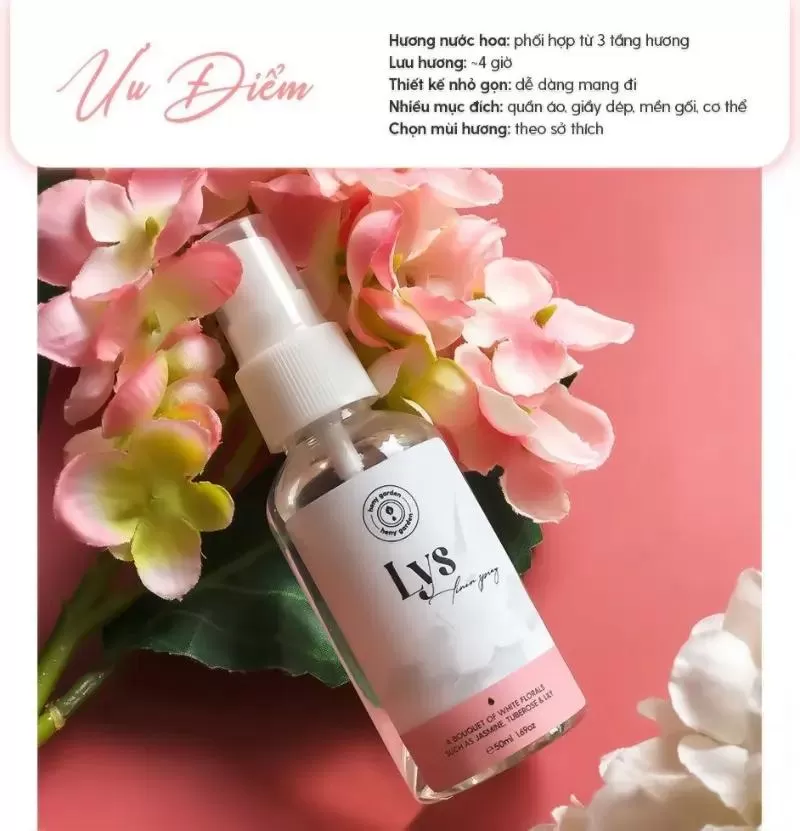 Xịt thơm quần áo hương nước hoa HENY GARDEN