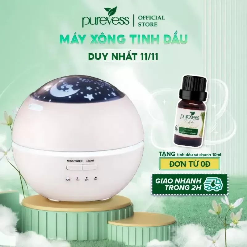 Máy xông tinh dầu phòng ngủ Purevess