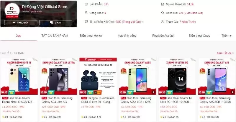 Shop bán điện thoại cũ uy tín Di Động Việt