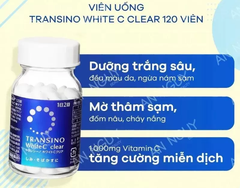Viên uống trắng da Transino White C Clear 60 viên/120 viên