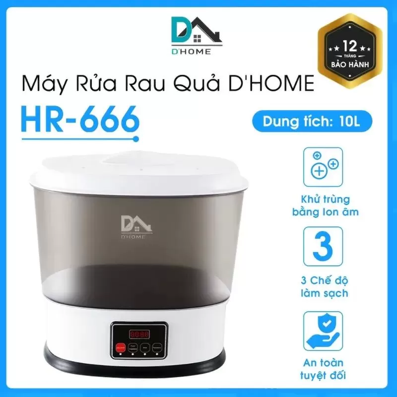 Máy khử độc thực phẩm rửa rau củ D‘Home HR-666 công nghệ Ozone