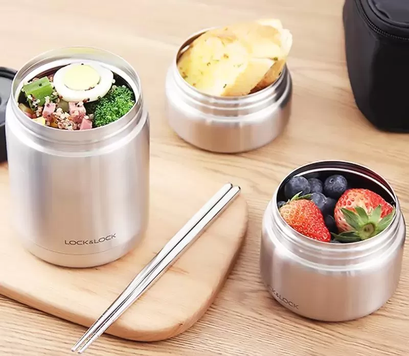 Bộ hộp cơm giữ nhiệt Lock&Lock LHC8031SLV bằng thép không gỉ