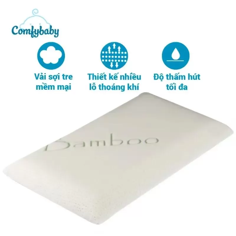 Gối cao su non cho bé chống ngạt vỏ sợi tre Bamboo Comfybaby