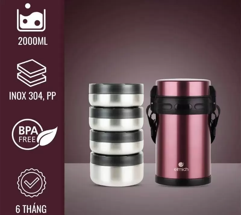 Hộp cơm giữ nhiệt văn phòng Inox 304 Elmich EL8294