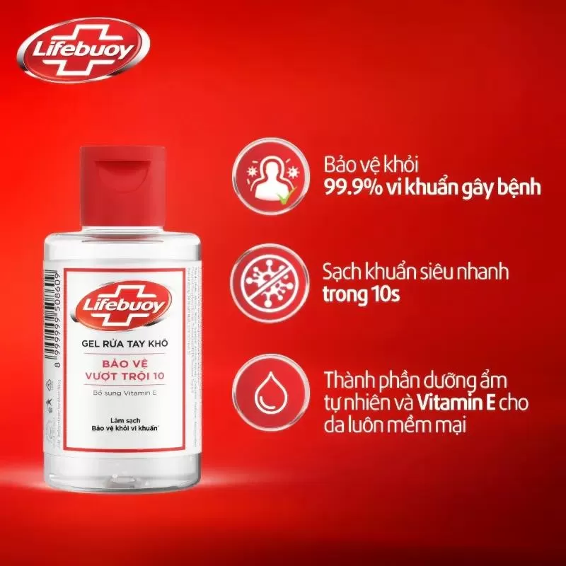 Gel rửa tay khô diệt khuẩn Lifebuoy Bảo Vệ Vượt Trội 10