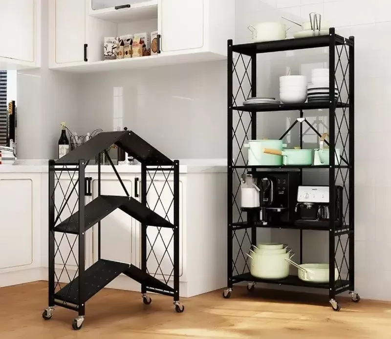 Kệ để đồ nhà bếp gấp gọn có bánh xe