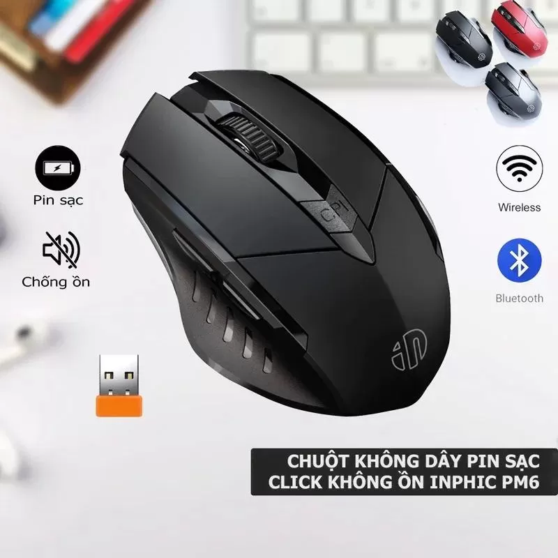 Chuột không dây pin sạc Maxcotech Inphic PM6 kết nối bluetooth