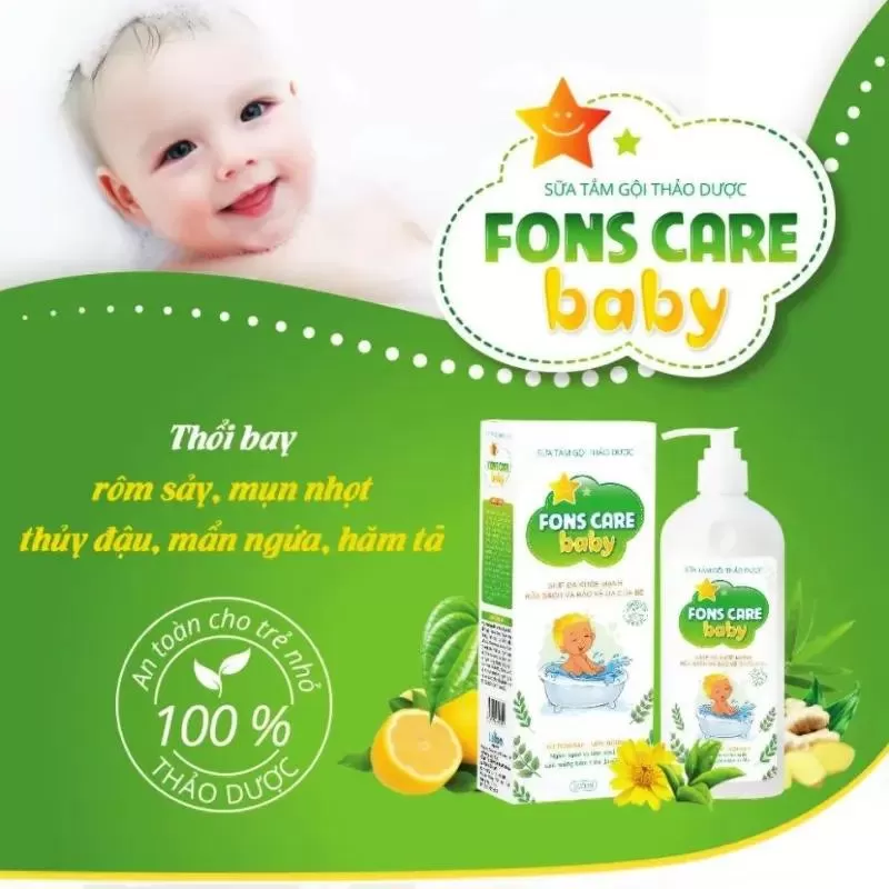 Sữa tắm trị rôm sảy cho bé thảo dược Fons Care Baby