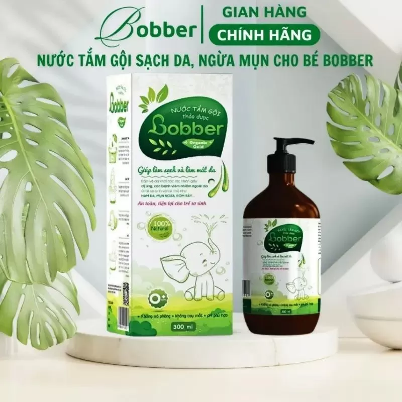 Nước tắm gội thảo dược cho bé Bobber ngừa mụn ngứa rôm sảy